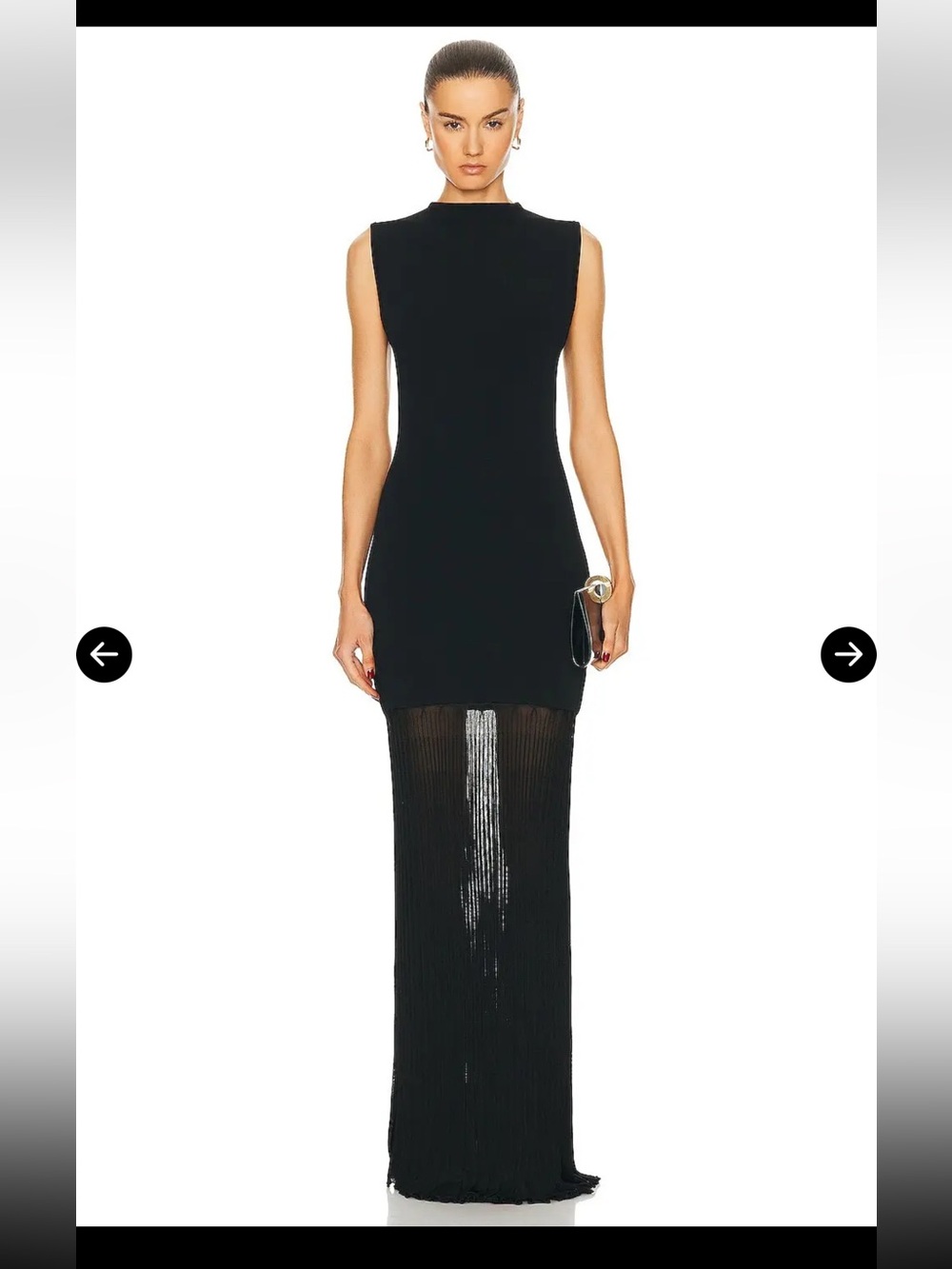 NWT TOTEME Plissé-Knitted Evening Dress Black Sheer Maxi Gown M